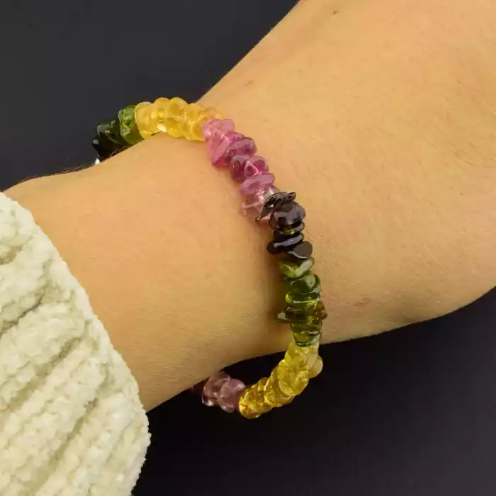 🏷️️ Браслет на карабіні Турмалін 17 см F-105739