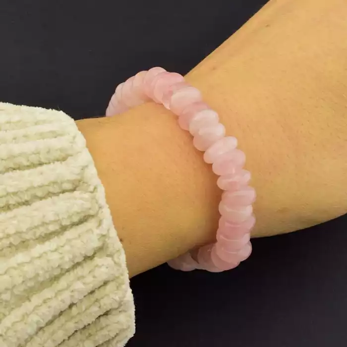 🏷️️ Браслет на резинці Рожевий кварц 16 см F-105839