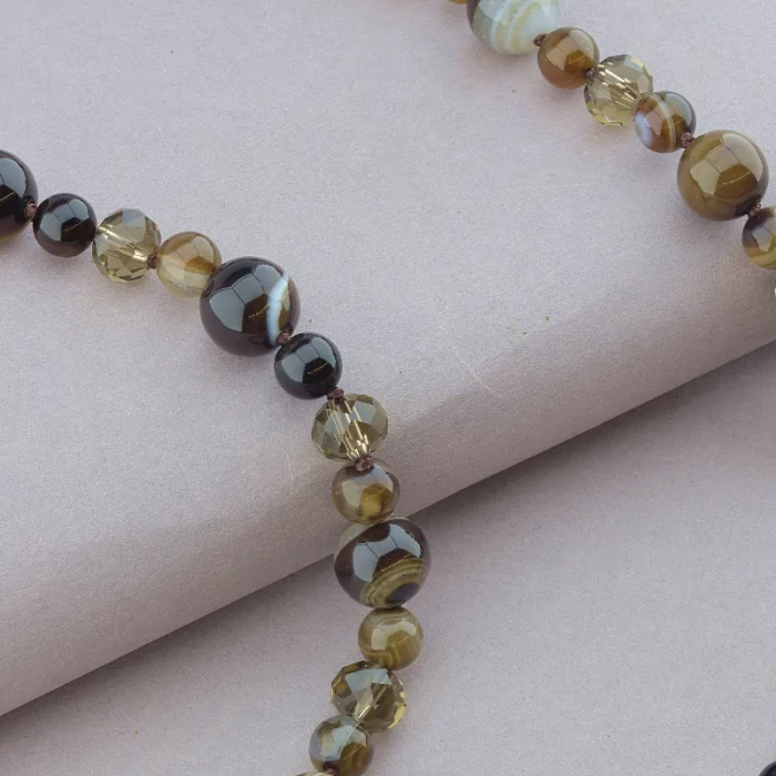 🏷️️ Намисто Агат, Чеський кришталь 59 см. ss_91057