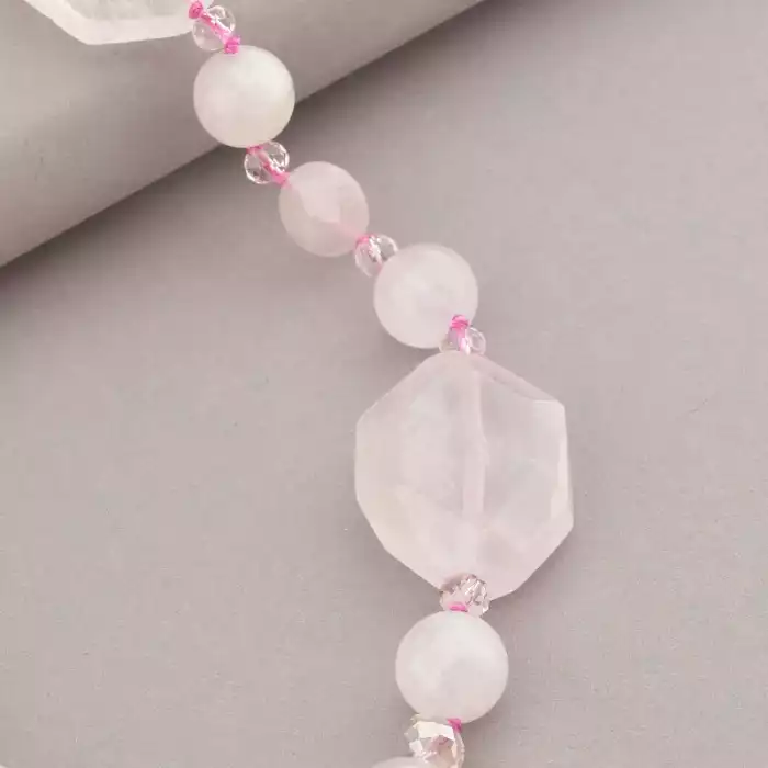 🏷️️ Намисто Рожевий кварц срібло (925 проба) 60 см. ss_91157