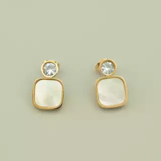 Сережки класичні пусети Stainless Steel Фіаніт (позолота 18к (рожева))