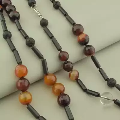 🏷️️ Намисто Сердолік, Лава, Агат 110 см. F-99139