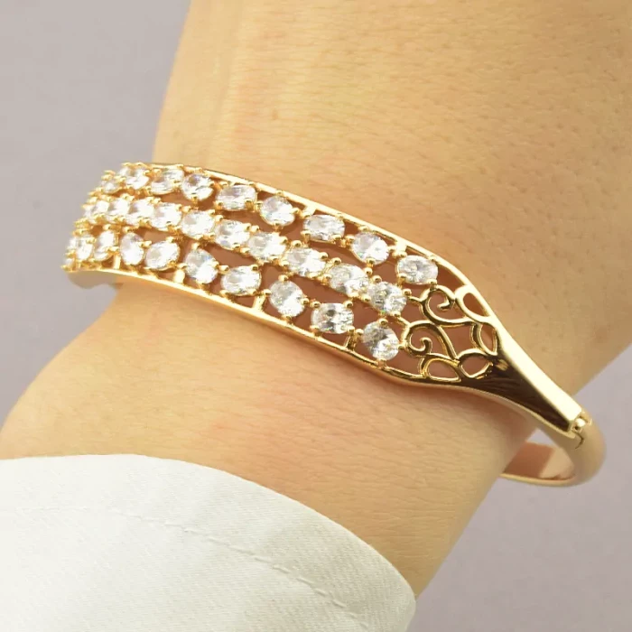 🏷️️ Браслет шарнірний Xuping Фіаніт 16 см (позолота 18к) ss_48614