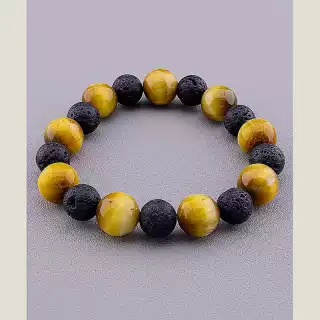 Браслет резинка Котяче око, Лава 19 см