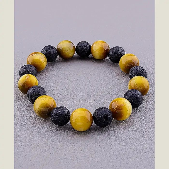 🏷️️ Браслет резинка Котяче око, Лава 19 см ss_74195