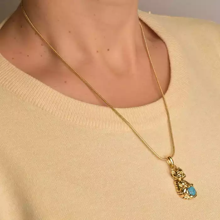 🏷️️ Підвіска + Серьги Бірюза 46 см. ss_92919