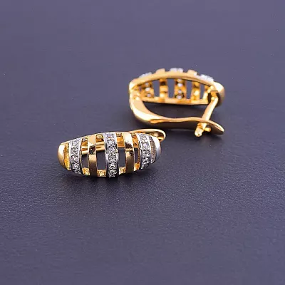 Сережки Xuping Фіаніт (позолота-родій)