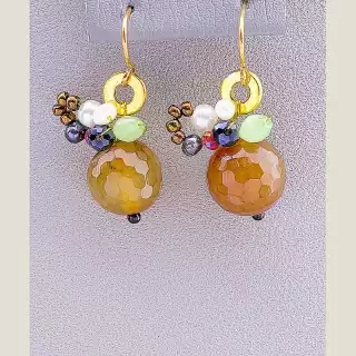 Сережки петельки Hand Made Агат