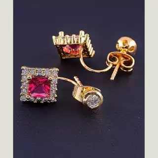 Сережки пусети Xuping Фіаніт (позолота 18к)