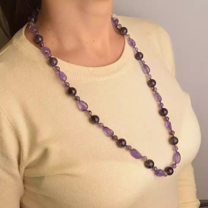 🏷️️ Намисто Аметист срібло (925 проба) 70 см. ss_94430