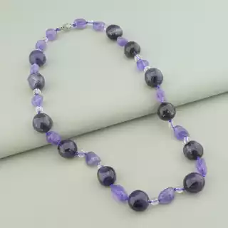 Намисто Аметист, Місячний камінь 54 см.