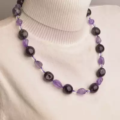 🏷️️ Намисто Аметист, Місячний камінь 54 см. F-94530