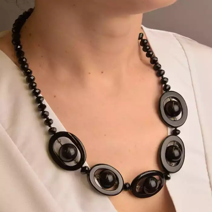 🏷️️ Намисто Агат, Чеський кришталь 54 см. ss_87219