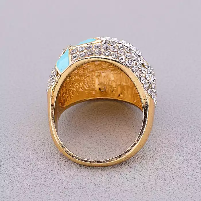 🏷️️ Перстень емаль квітки Сrystal (позолота 18к) ss_45046