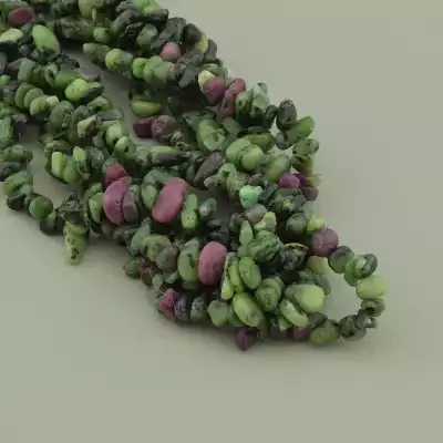 🏷️️ Намистини Цоізіт 39 см. на нитці (натуральне каміння, без застібки) в формі крихти F-96359