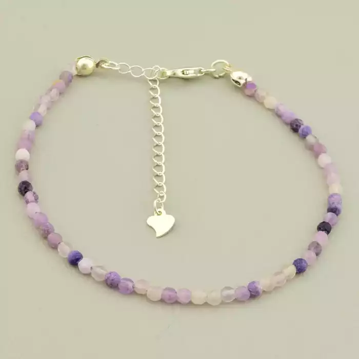 🏷️️ Браслет на карабіні Аметист срібло (925) 19 см F-105640