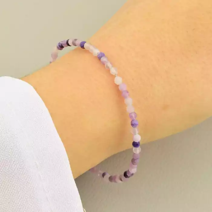 🏷️️ Браслет на карабіні Аметист срібло (925) 19 см F-105640