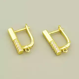 Швензи Пара Фіаніт 17х3.5мм. (позолота 18к лимонна) англійська застібка