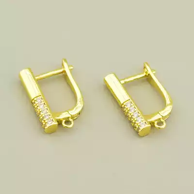 Швензи Пара Фіаніт 17х3.5мм. (позолота 18к лимонна) англійська застібка