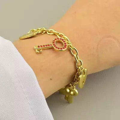 🏷️️ Браслет на карабіні замочок Winniana (Італія) Фіаніт 17 см (позолота 18к) F-106349