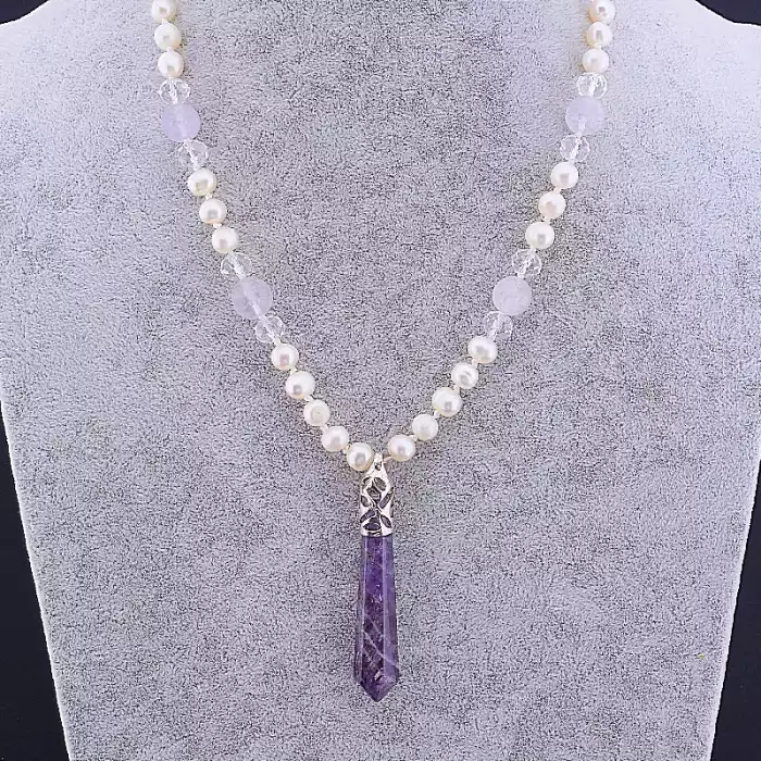 🏷️️ Намисто Перли, Аметист, Аметрін 80 см ss_82512