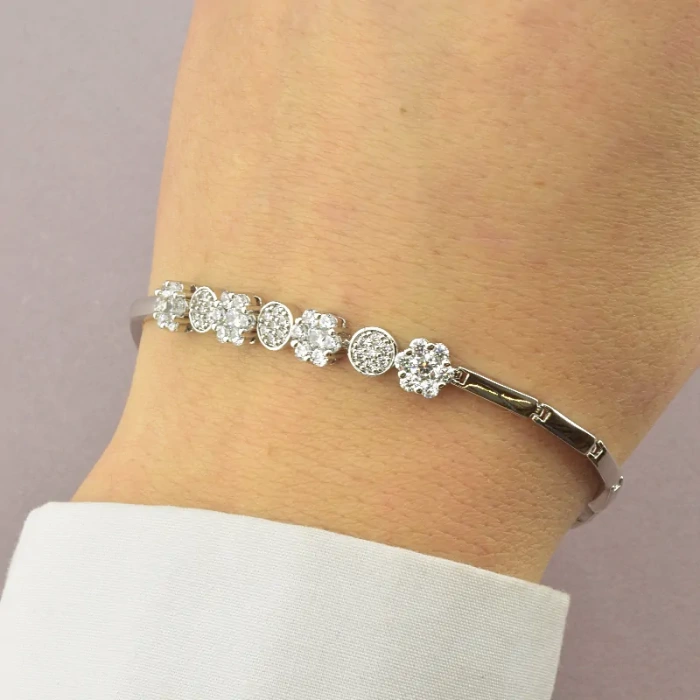 🏷️️ Браслет складний Xuping Фіаніт 17 см (родій) ss_63292