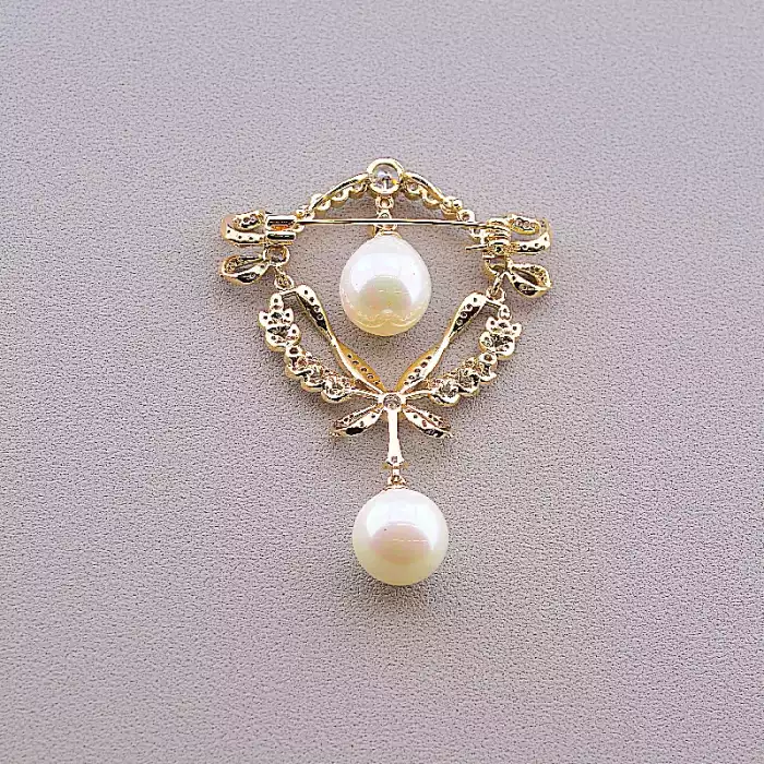 🏷️️ Брошка шпилька Майорка, Фіаніт (позолота 18к) ss_83300