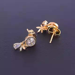 Сережки пусети Xuping Фіаніт (позолота 18к)