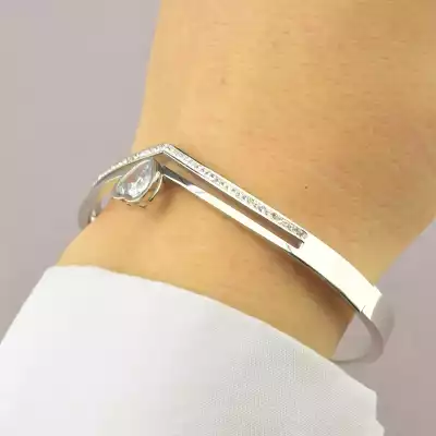 🏷️️ Браслет шарнірний Xuping Фіаніт 17 см. (родій) F-92558