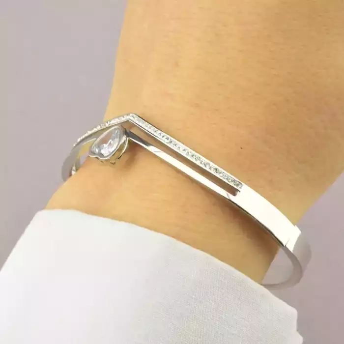 🏷️️ Браслет шарнірний Xuping Фіаніт 17 см. (родій) ss_92558