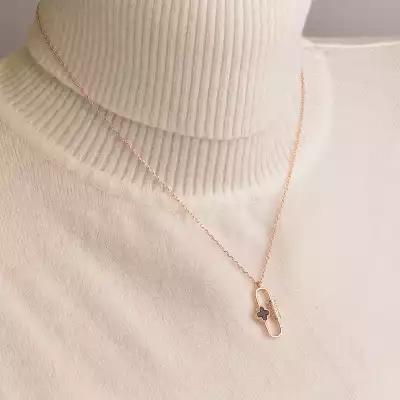 🏷️️ Підвіска шпилька конюшина Saiya Ван Кліф емаль 40 см (позолота 18к рожева) F-93139