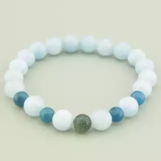 Браслет резинка Кварц, Цоїзит, Апатит 19 см.