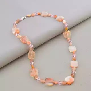 Намисто Сонячний камінь, Чеський кришталь 52 см.