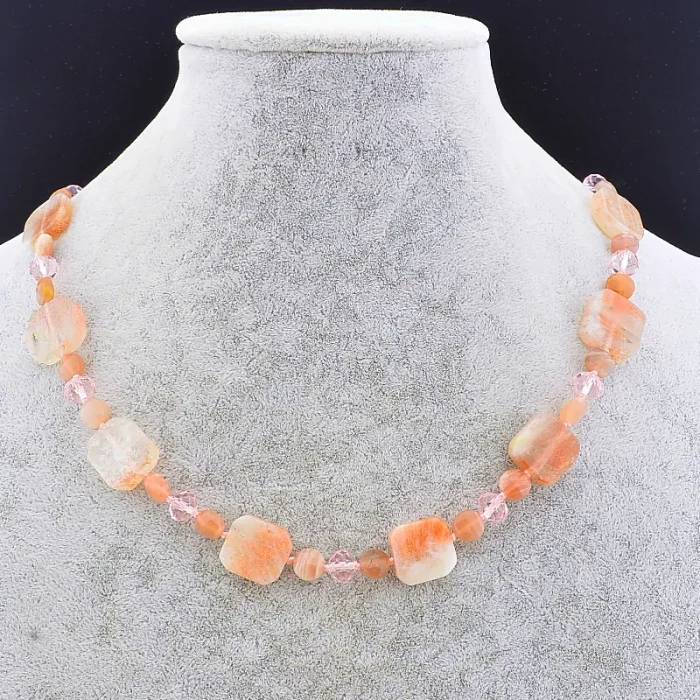 🏷️️ Намисто Сонячний камінь, Чеський кришталь 52 см. ss_86488