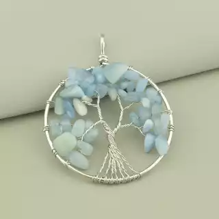 Кулон дерево Аквамарин 60x50мм