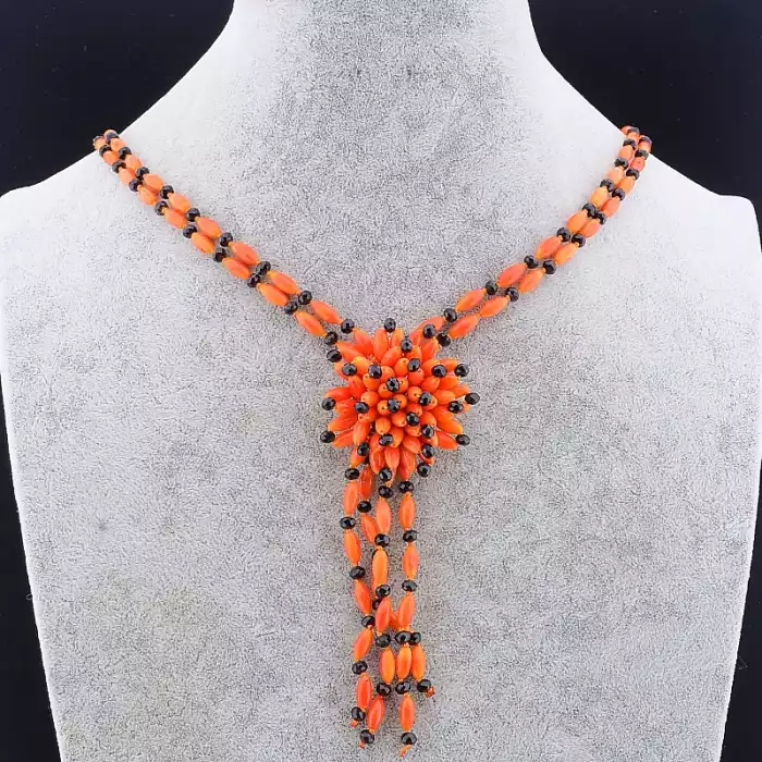 🏷️️ Намисто Корал, Чеський кришталь 60 см ss_78355