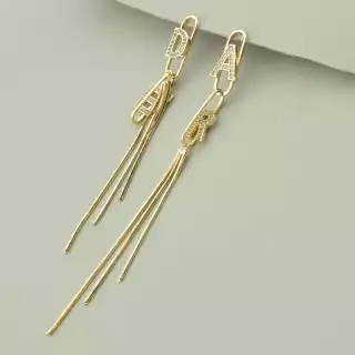 Сережки асиметричні пусети Xuping Фіаніт (позолота 18к)