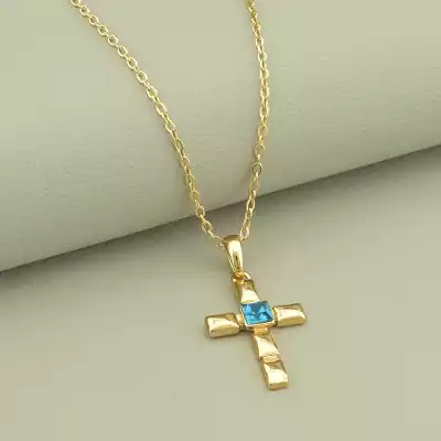 🏷️️ Підвіска хрестик Xuping Swarovski 41 см (Позолота 18к) F-104112
