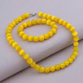 Намисто + Браслет Котяче око 50 см