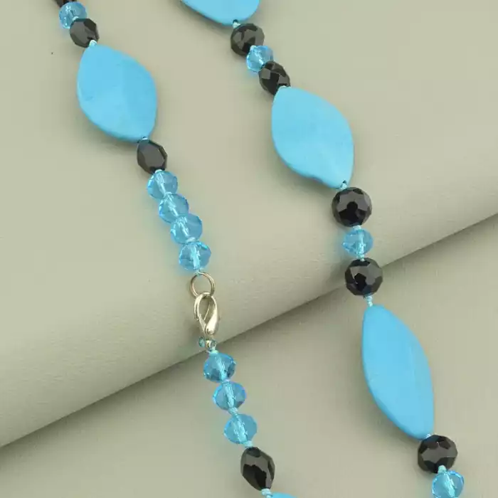 🏷️️ Намисто з бірюзою та кришталем (91 см) ss_104623