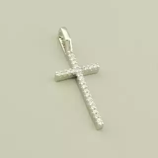 Хрестик Фіаніт 30х12мм. (родій)