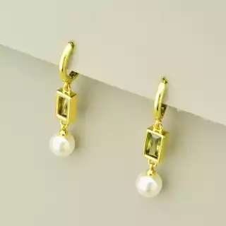 Сережки висюльки Фіаніт 40х8мм. (позолота 18к лимонна) застібка кільце