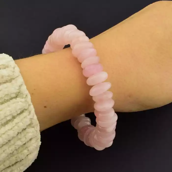 🏷️️ Браслет на резинці Рожевий кварц 19 см F-105841