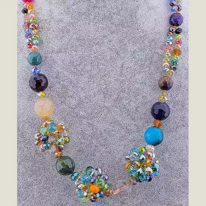 🏷️️ Намисто Агат, Чеський кришталь 60 см ss_59187