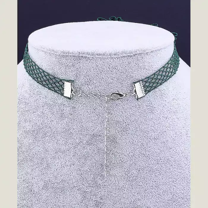 🏷️️ Чокер зелений з бантом FJ тканина 30 см (застібка карабін) ss_35573