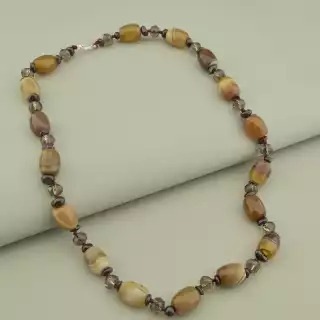 Намисто Агат, Гранат, Чеський кришталь 54 см.