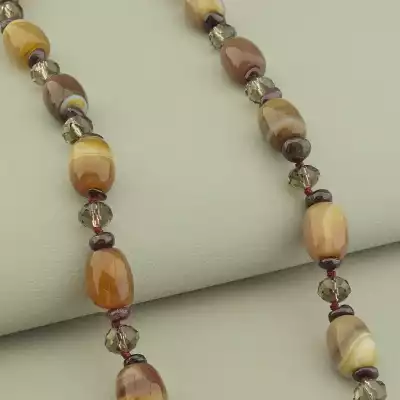 🏷️️ Намисто Агат, Гранат, Чеський кришталь 54 см. F-101626