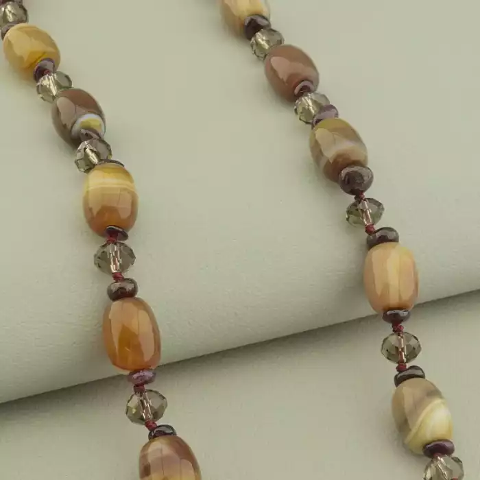 🏷️️ Намисто Агат, Гранат, Чеський кришталь 54 см. ss_101626