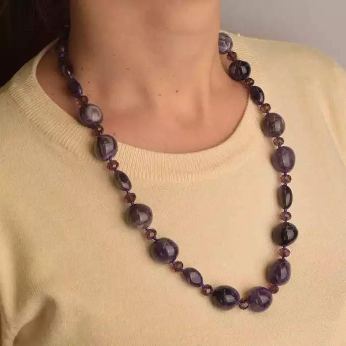 🏷️️ Намисто Аметист срібло (925 проба) 56 см. ss_94432