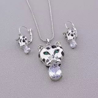 Підвіска + Сережки Abella Фіаніт, емаль 44 см